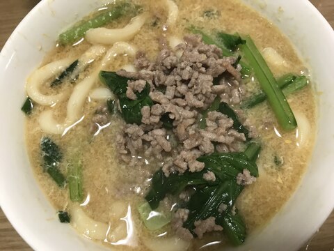 小松菜とひき肉の卵のうどん